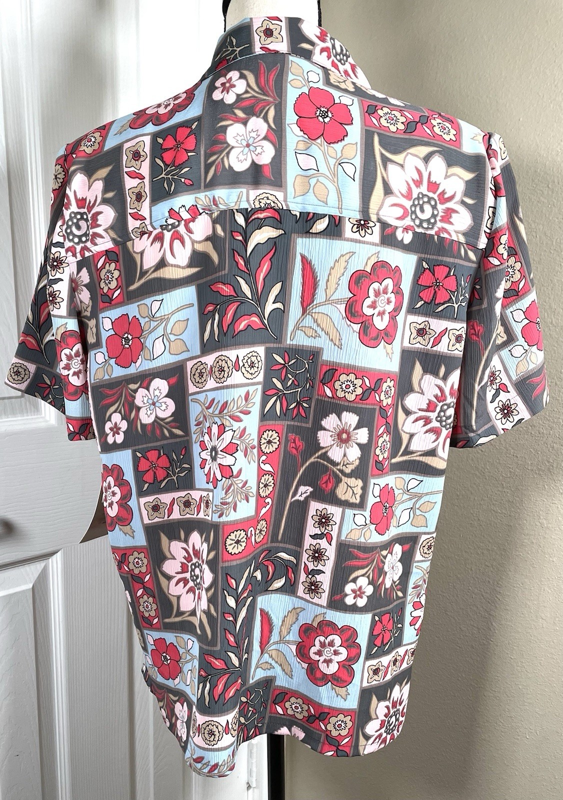 NWT Retro 80’s Deco Patchwork Women’s Vintage Size L Floral Blouse Don Kenny