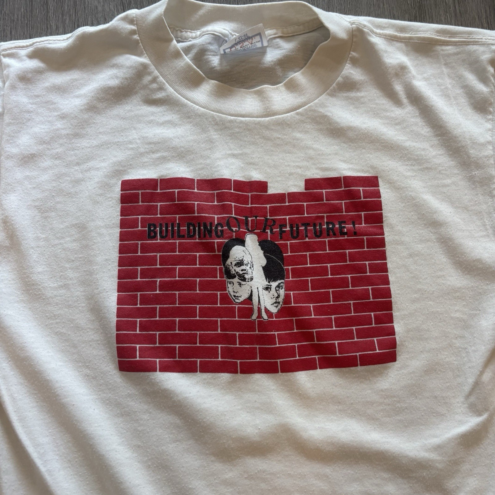 Vintage 80s Teacher Education T Shirt Single Stitch USA L Building Our Future