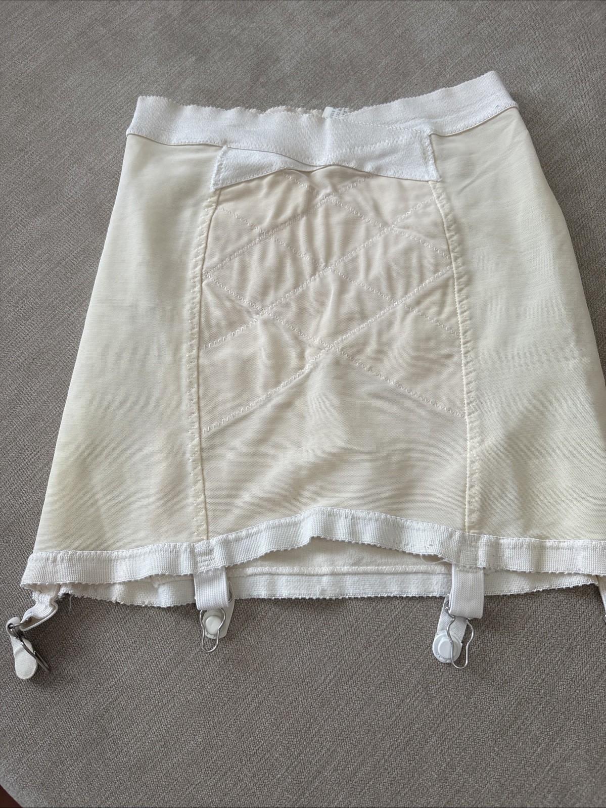 Vintage MILADY Open-Bottom GIRDLE Stretch SATIN Garter Belt Skirt Medium READ