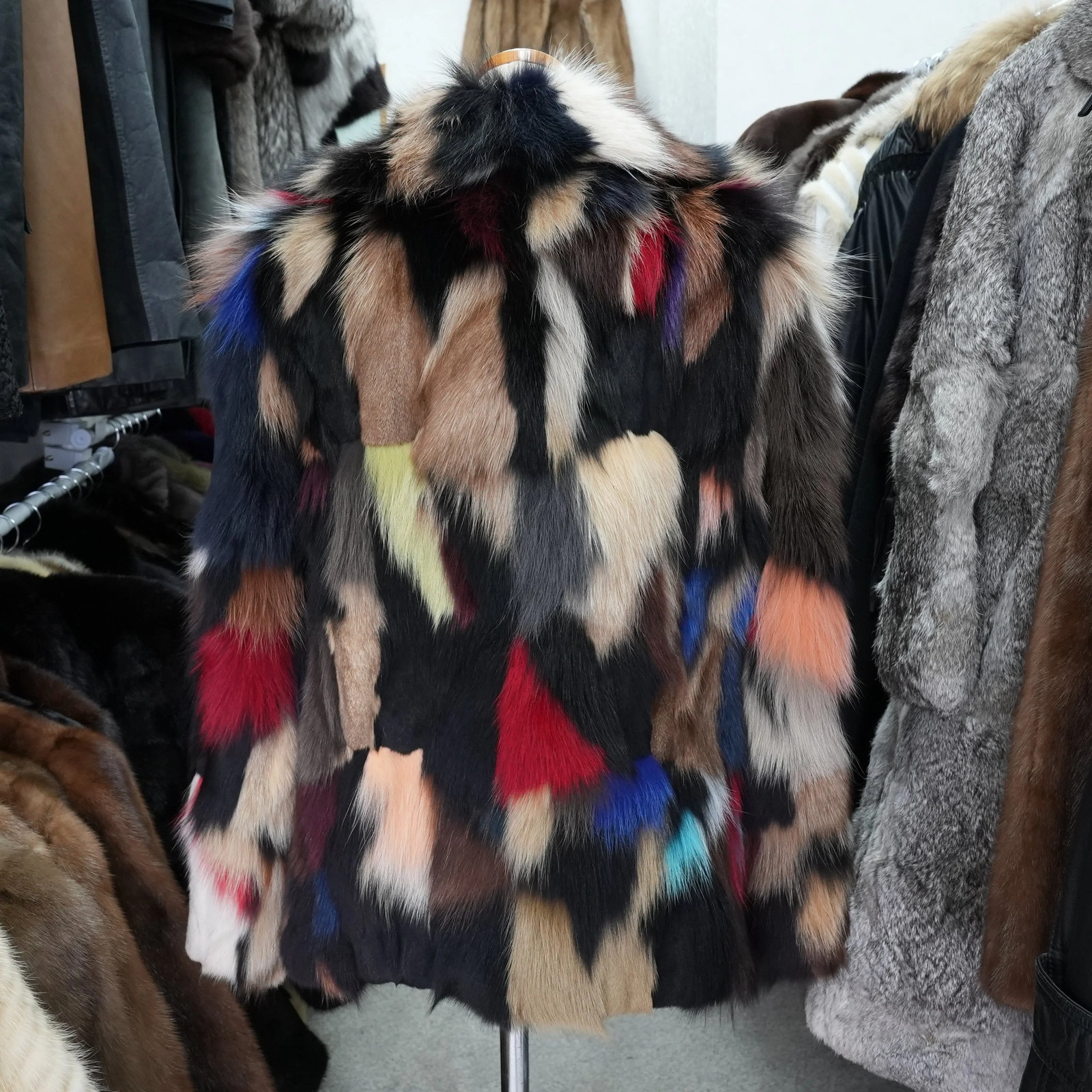 Multicolor Fox Jacket – Genuine Vintage Fur From Japan
