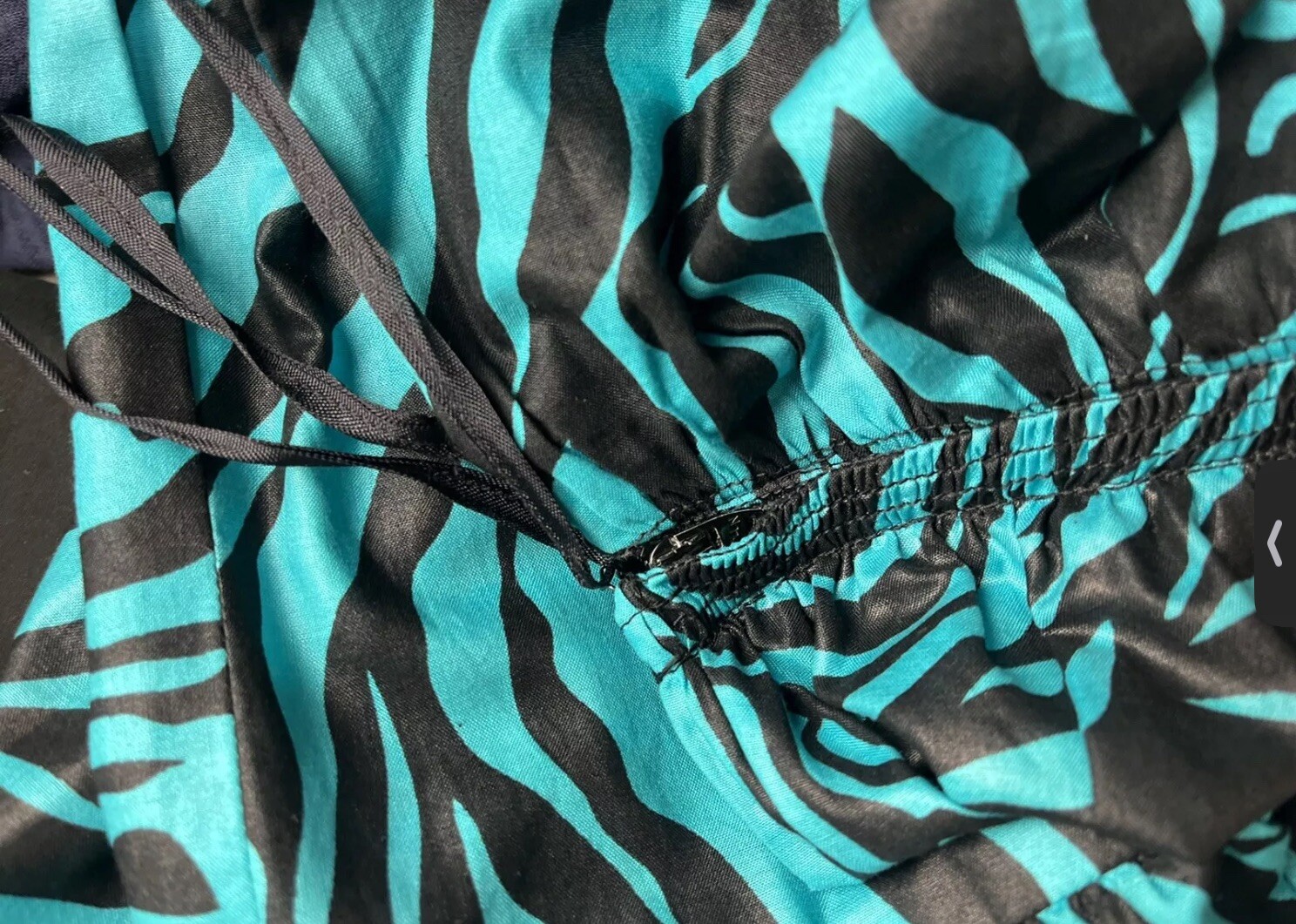 Vintage 70s 80s Mollie Parnis Studio Aqua Black Stripe One Shoulder Dress 2 4