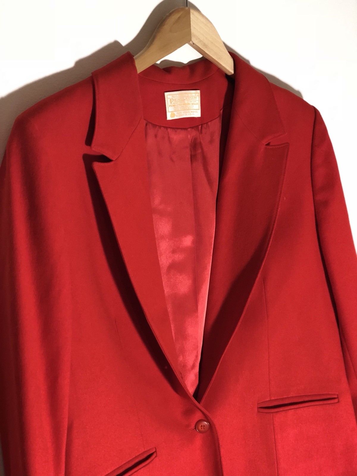 Vintage Pendleton Blazer Jacket Medium Tomato Red 1970s