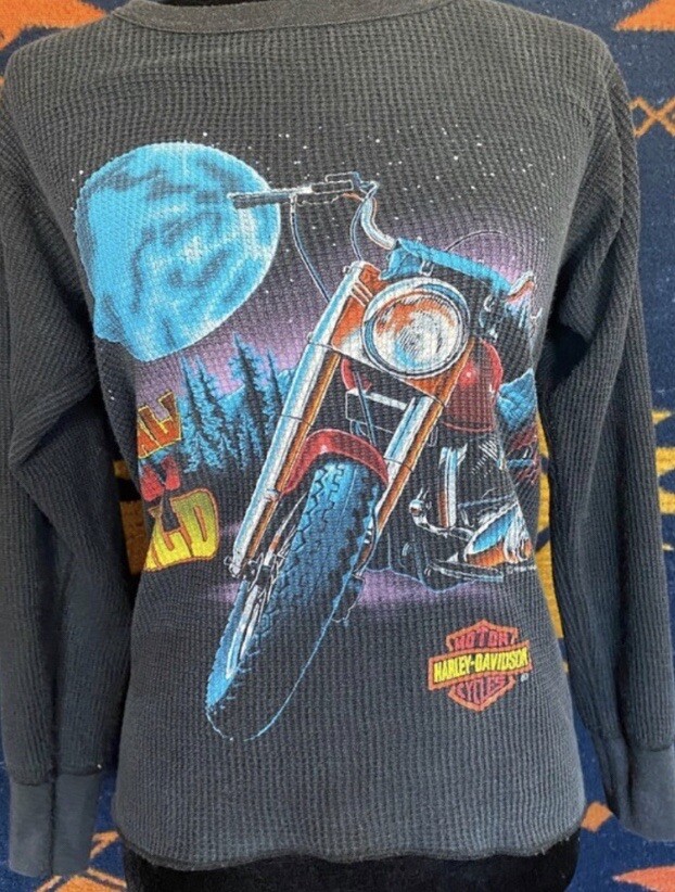 Vintage 1992 Harley Davidson Call Of The Wild Thermal Shirt! Cotton. USA.
