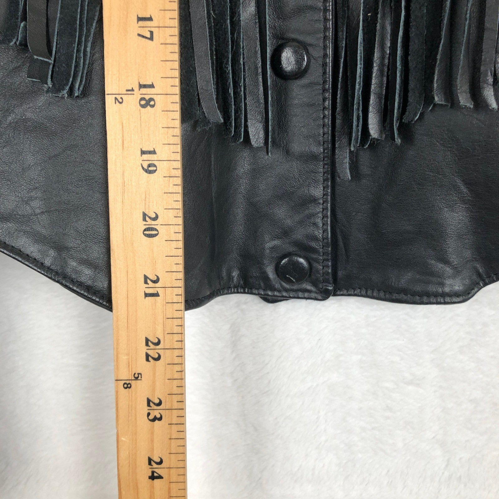 VTG Genuine Leather Western Fringe Cropped Snap Jacket Women’s Sz M Black Mexico