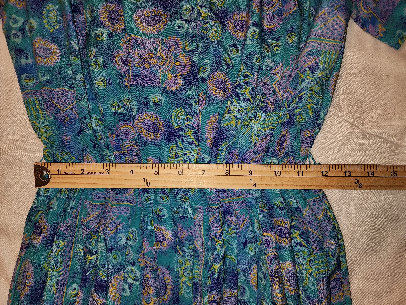 VTG Lady Carol Petites Of New York Pleated Floral Office Dress With Belt Size 8