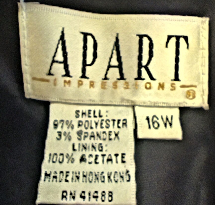 Apart Impressions Black Open 1 Button Size 16W Long Sleeve Vintage