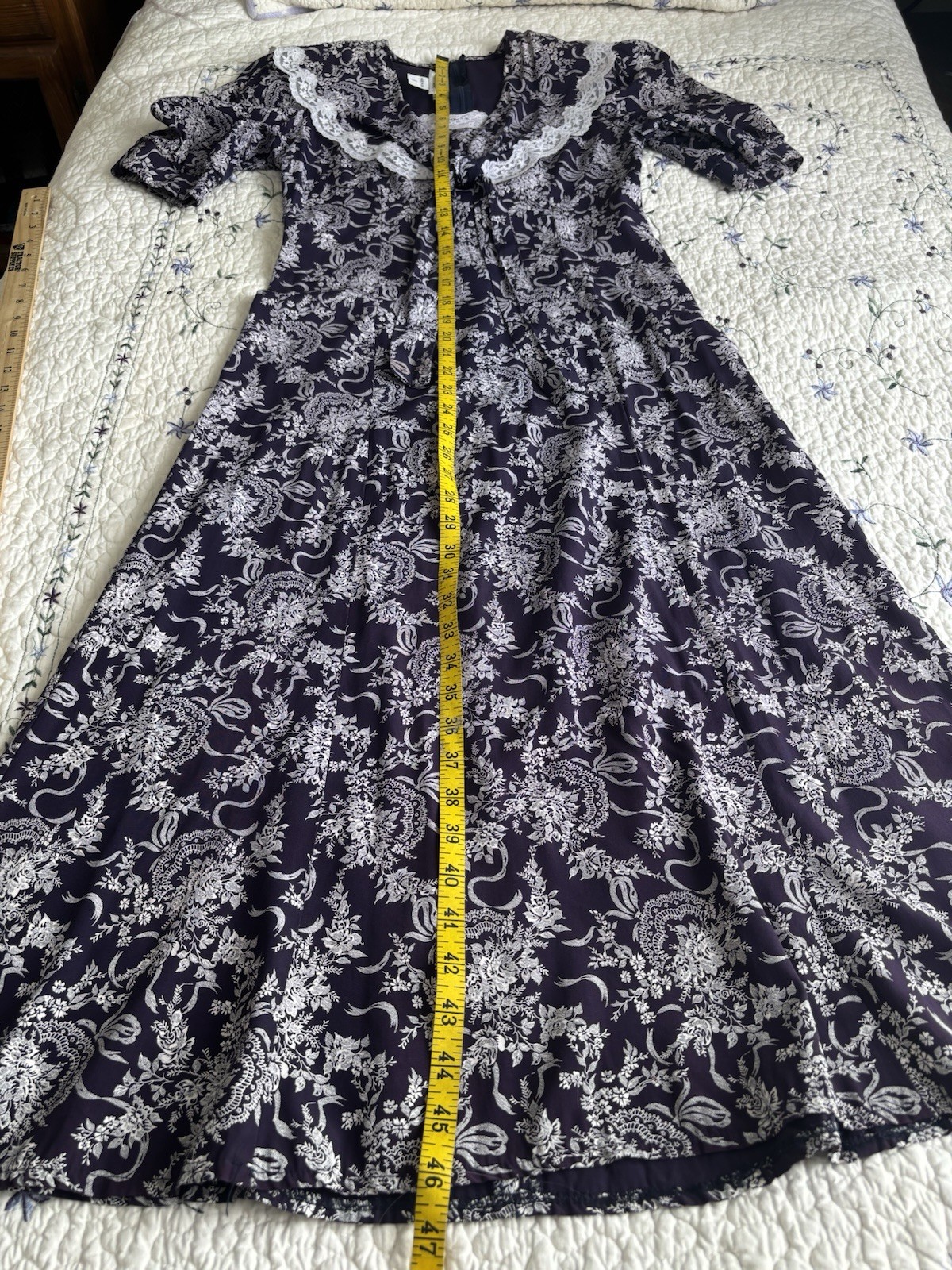 Vintage Jessica McClintock Gunne Sax Dress Size 3/4 Floral Cottage Core Prairie