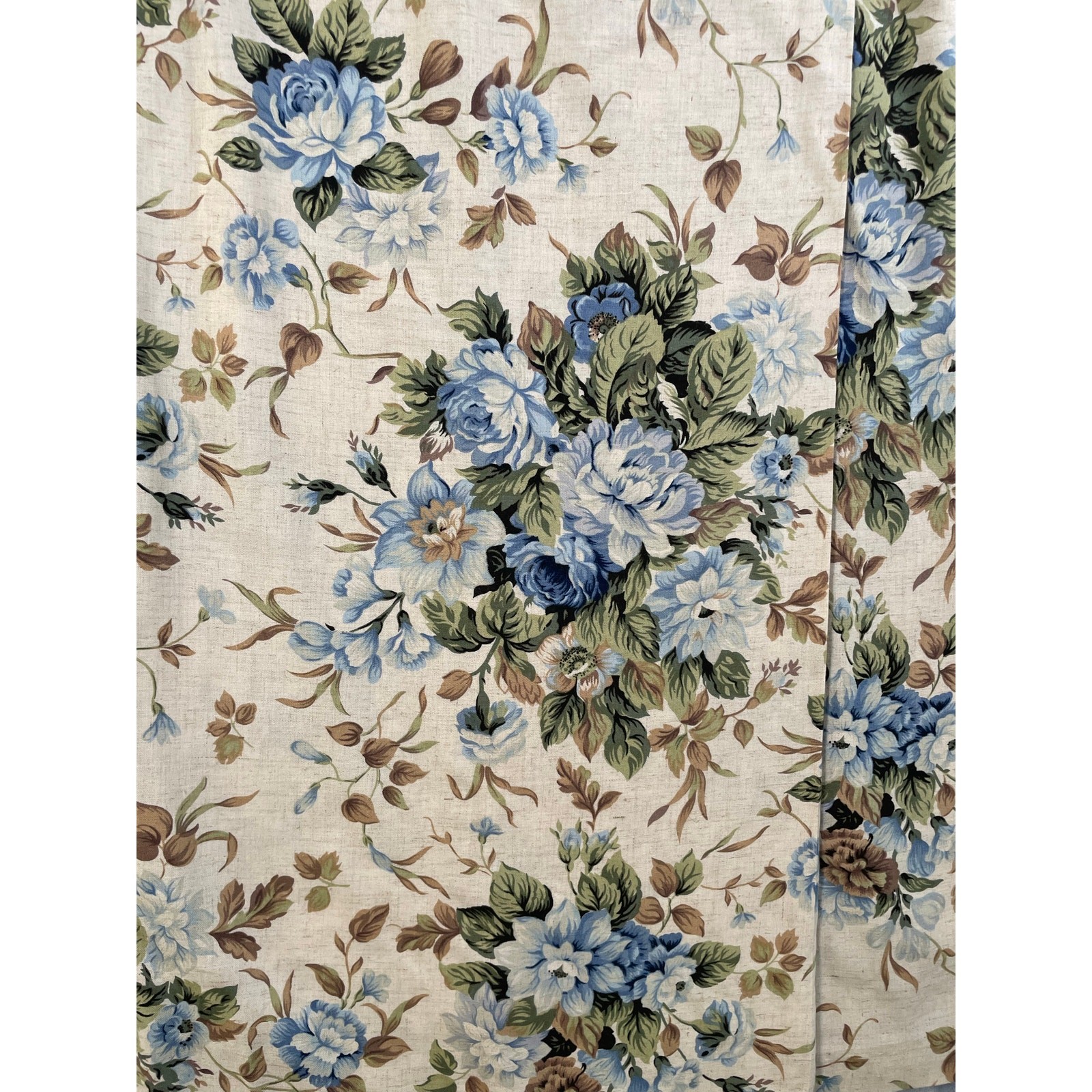 Vintage 90s blue rose floral print wrap midi skirt Koret cottage feminine Large