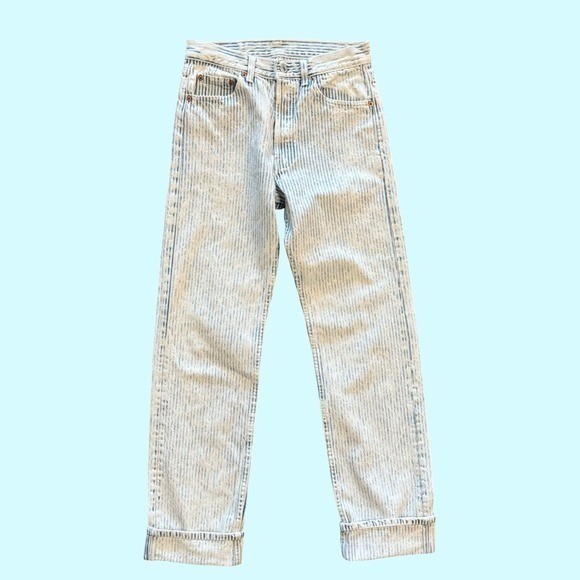 Levis 501 Vintage 80s 29×34 Striped Ghost Wash High Waisted USA