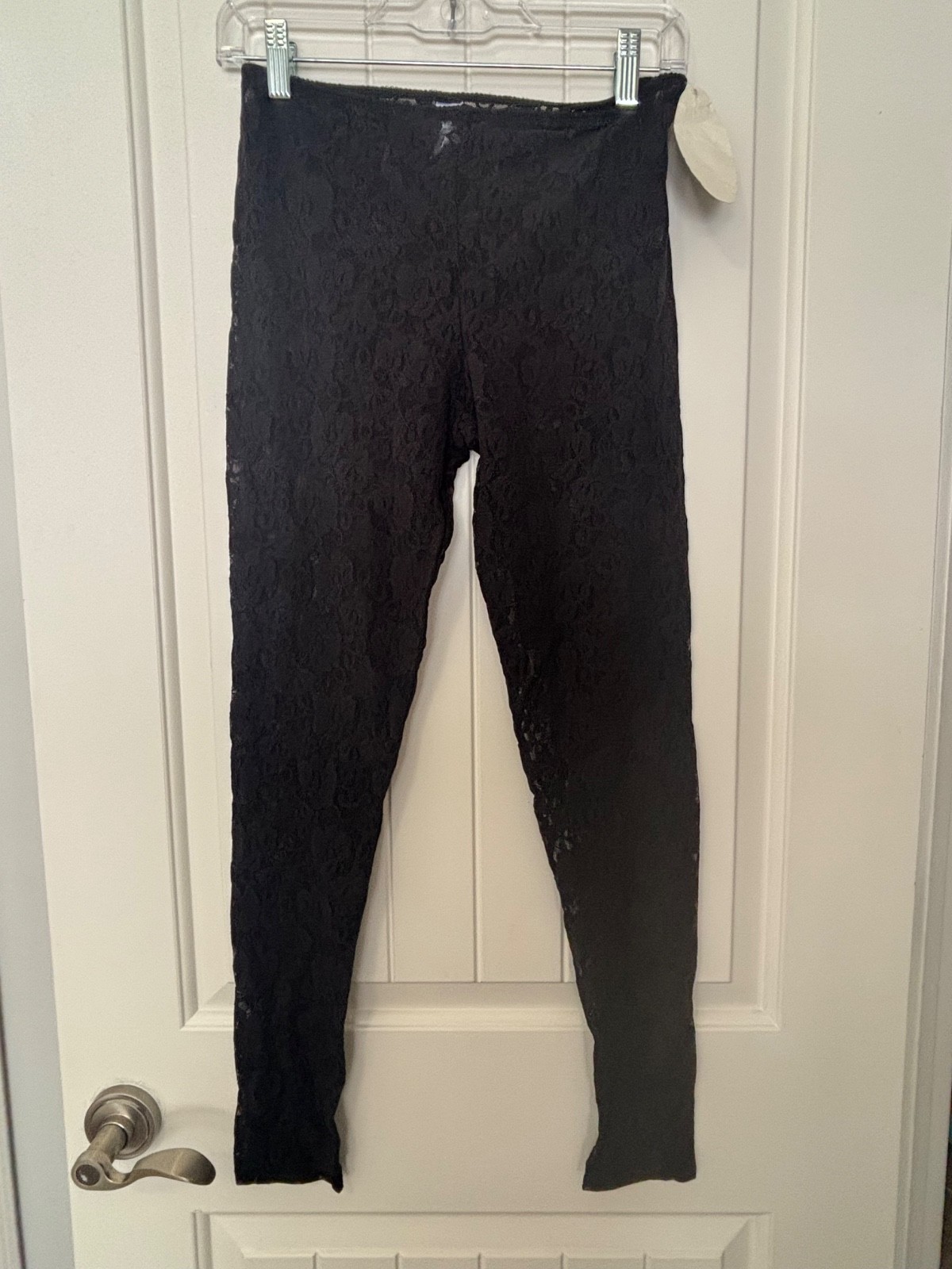 NWT Vintage Sexy Black Lace Stretch Leggings Sz S 90s Y2K Glam Shear