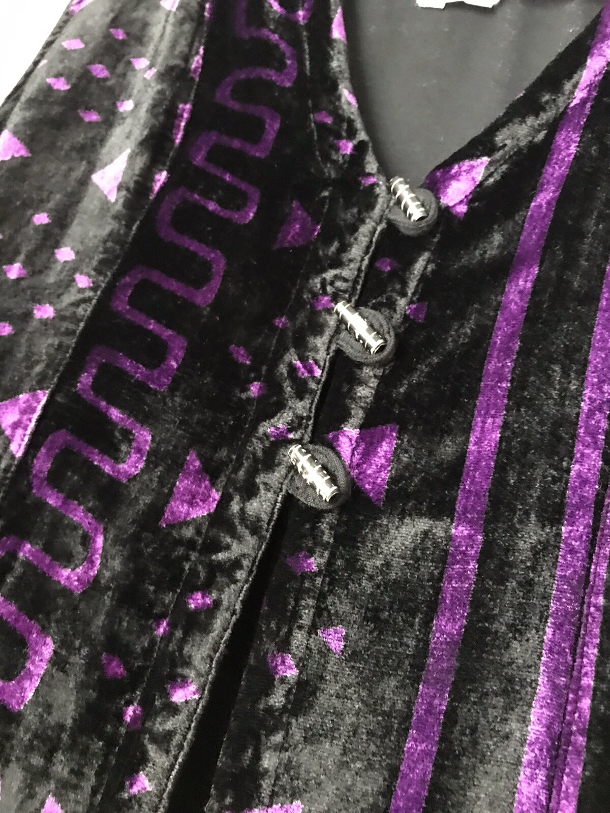 AsHro Black Purple Velvet Dress Kimono Kaftan Boho Maxi Tunic Cape Artsy Vtg