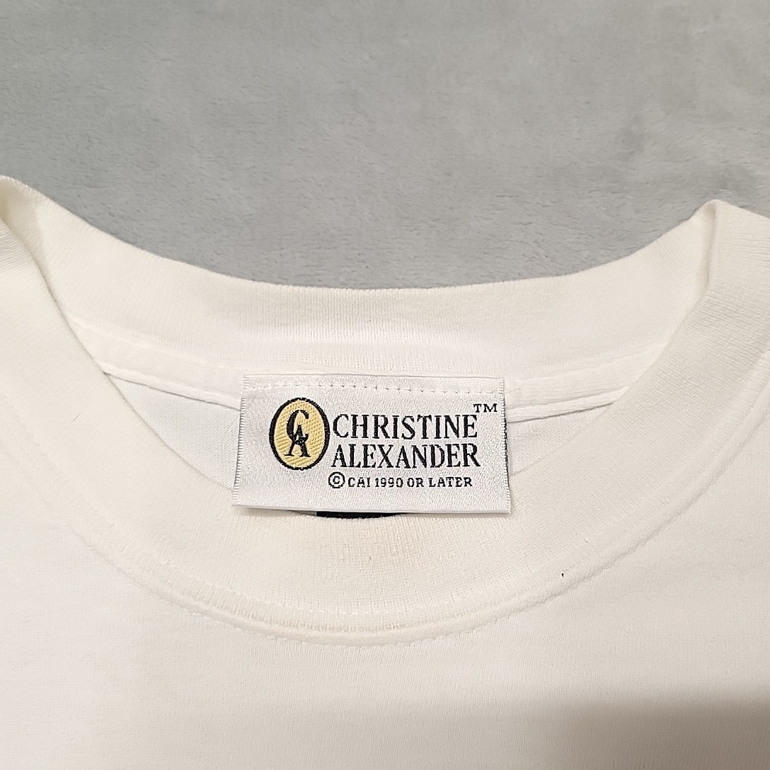 VTG Christine Alexander Shirt Women L White Rhinestone Tulips Floral Made In USA