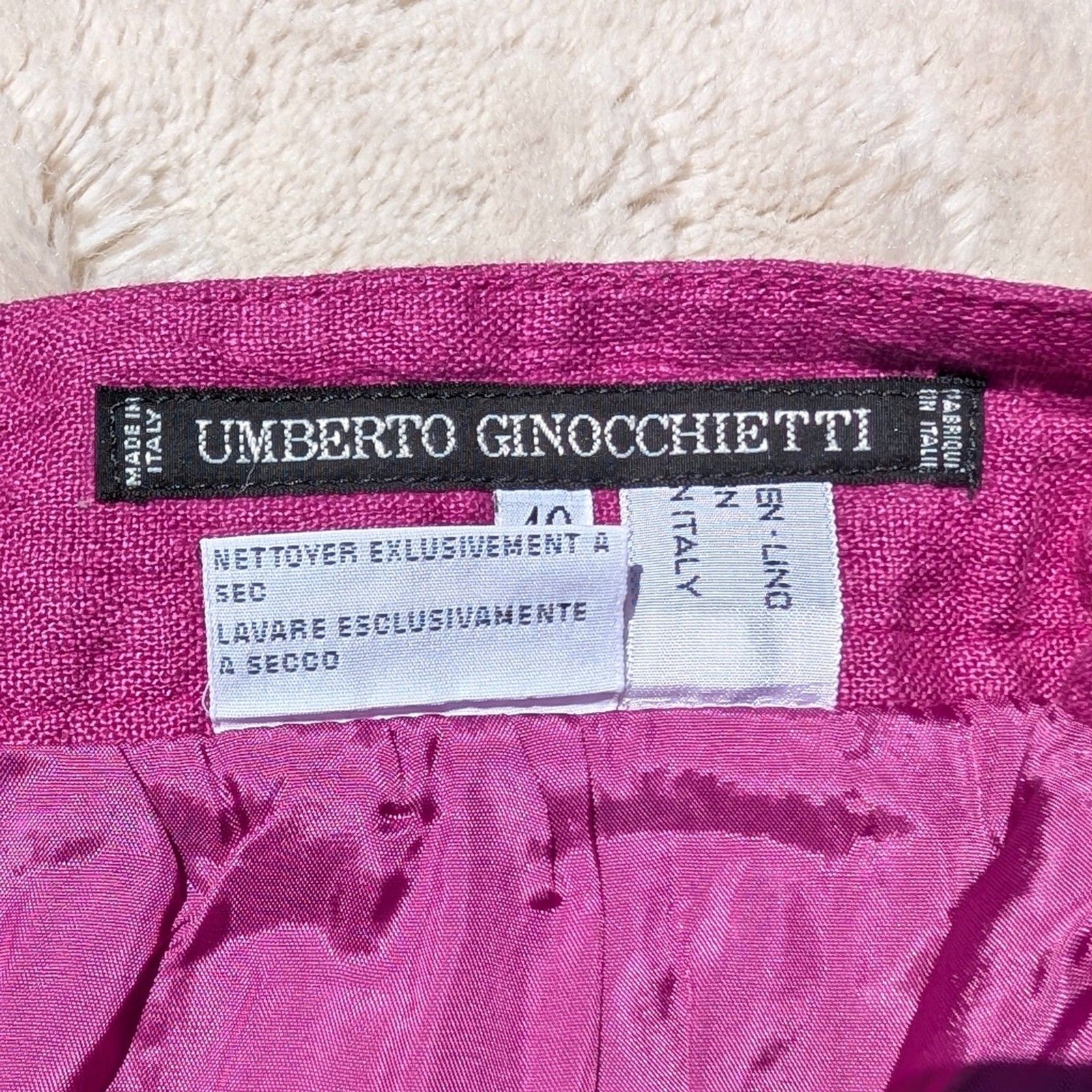 VTG 80s Does 50s Umberto Ginocchietti Italian Pink/Magenta Linen Pencil Skirt/XS