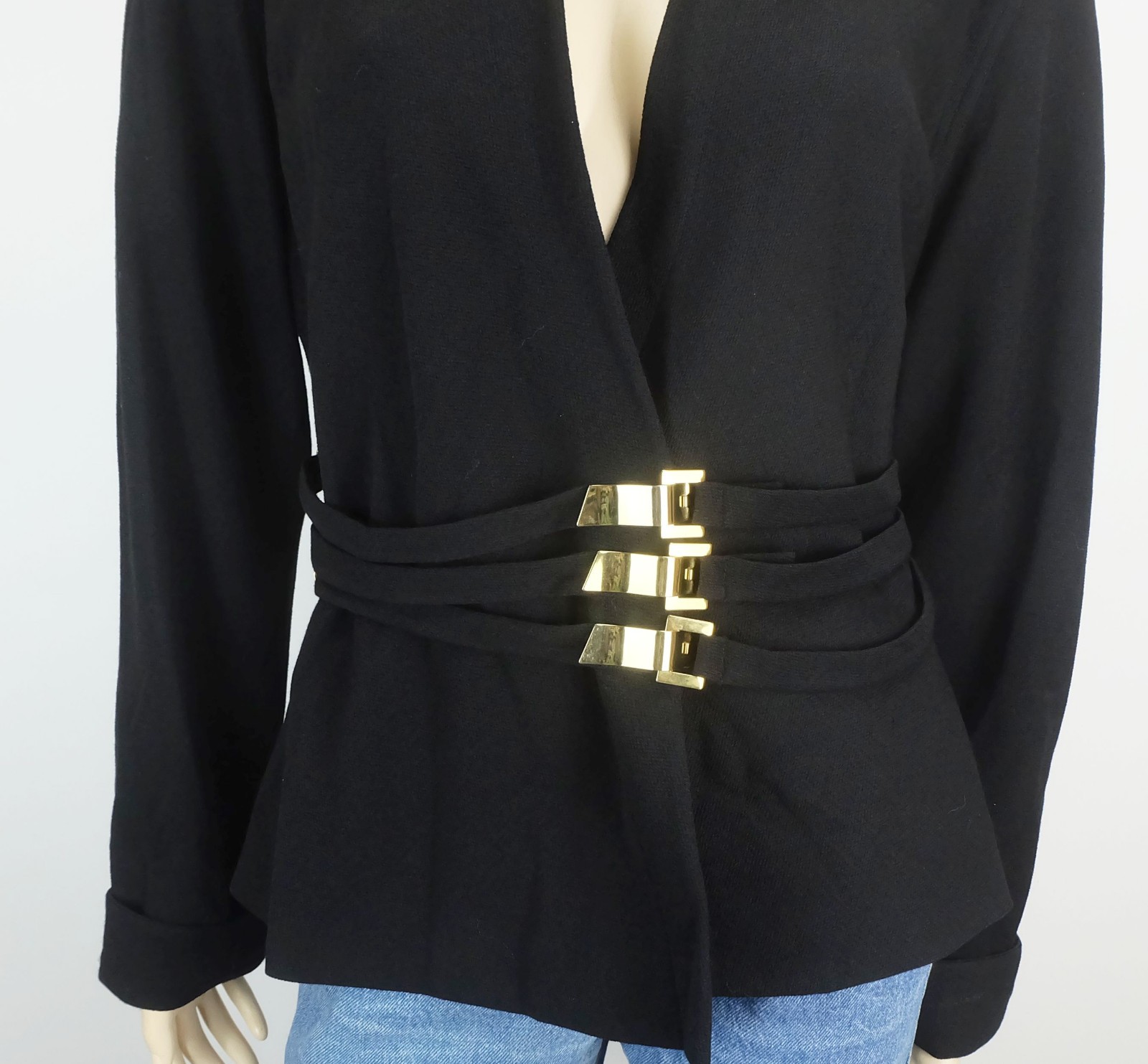 extravagant jacket roger sakoun paris 80s size M black wool fabric