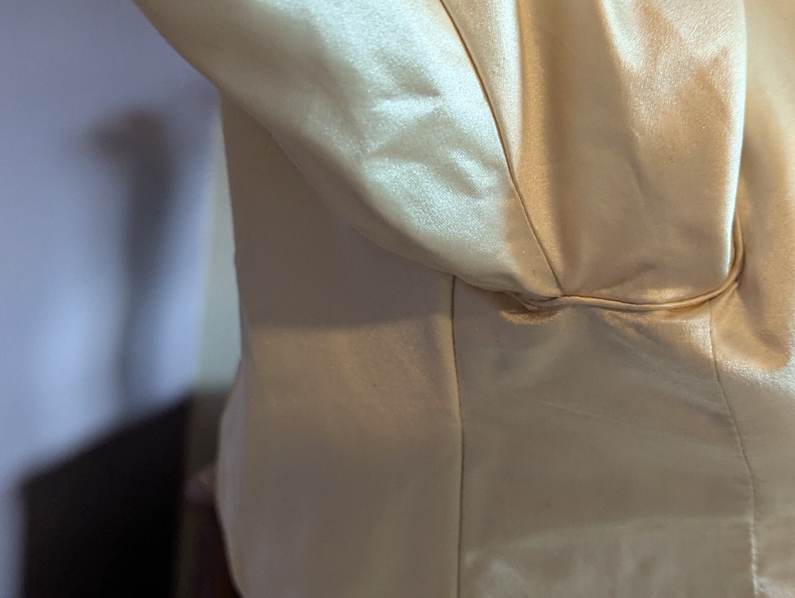 RARE Elegant Antique ca 1850’s Silk/Satin Wedding Dress Gown Handmade Museum