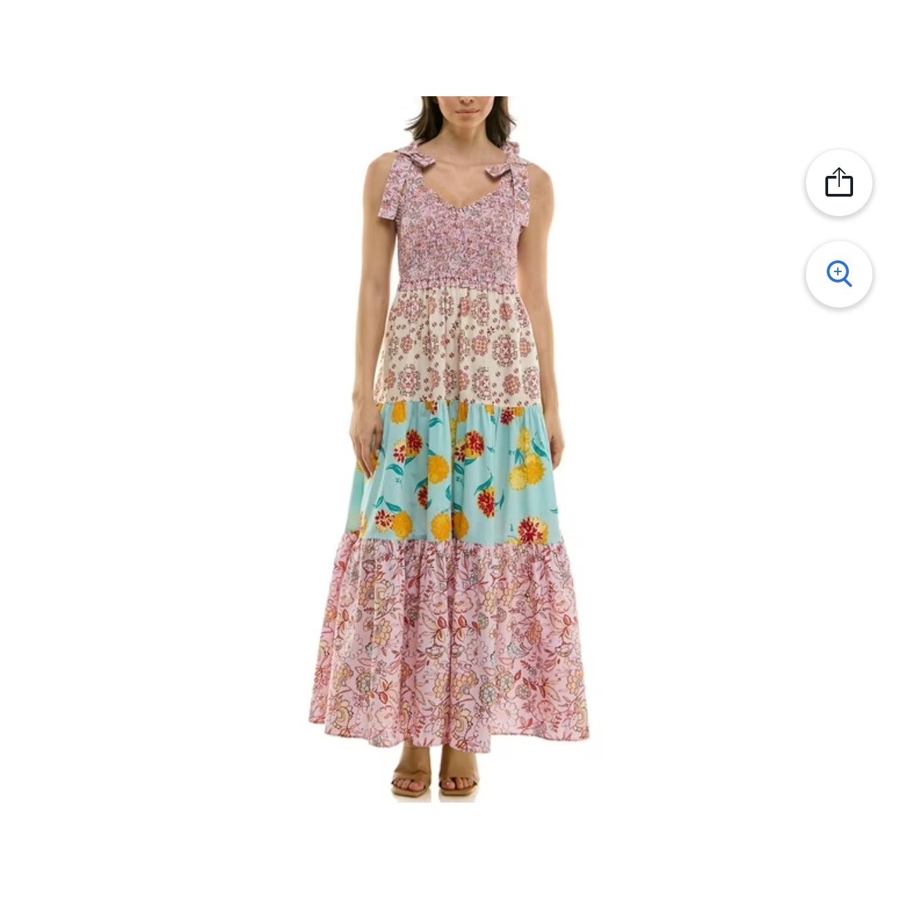 Nanette Lenore Medium Floral Patchwork Cottagecore Prairie Chic Hippie Dress