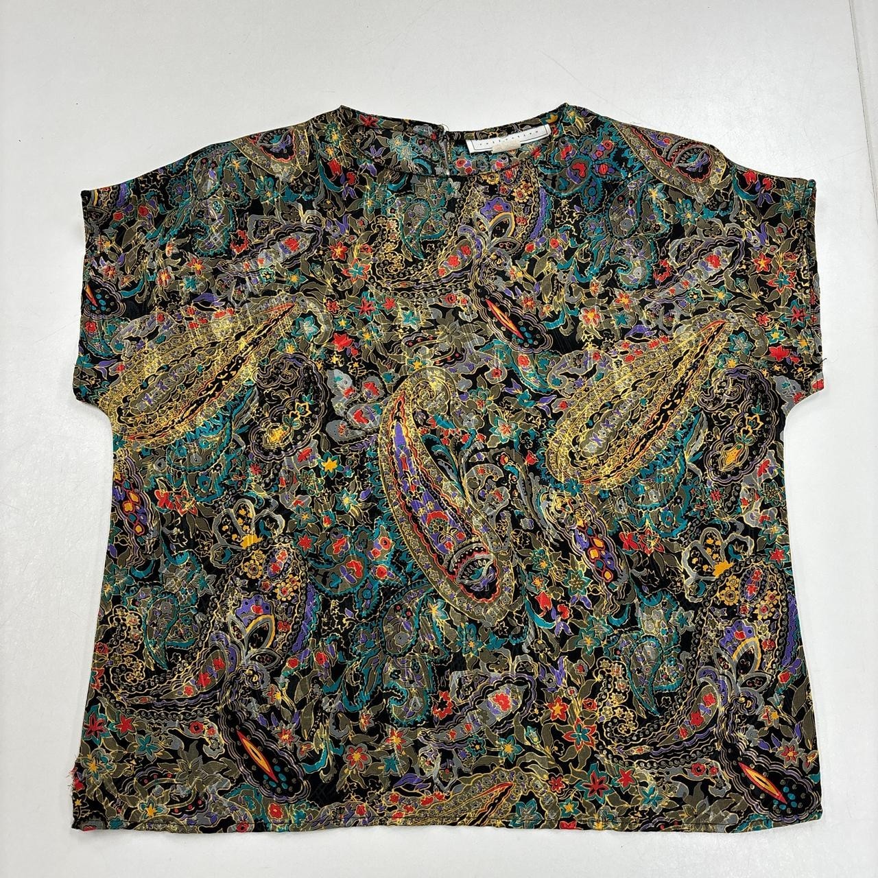 Vintage Maggie Lawrence 80’s Blouse Womens M Paisley Shoulder Pads