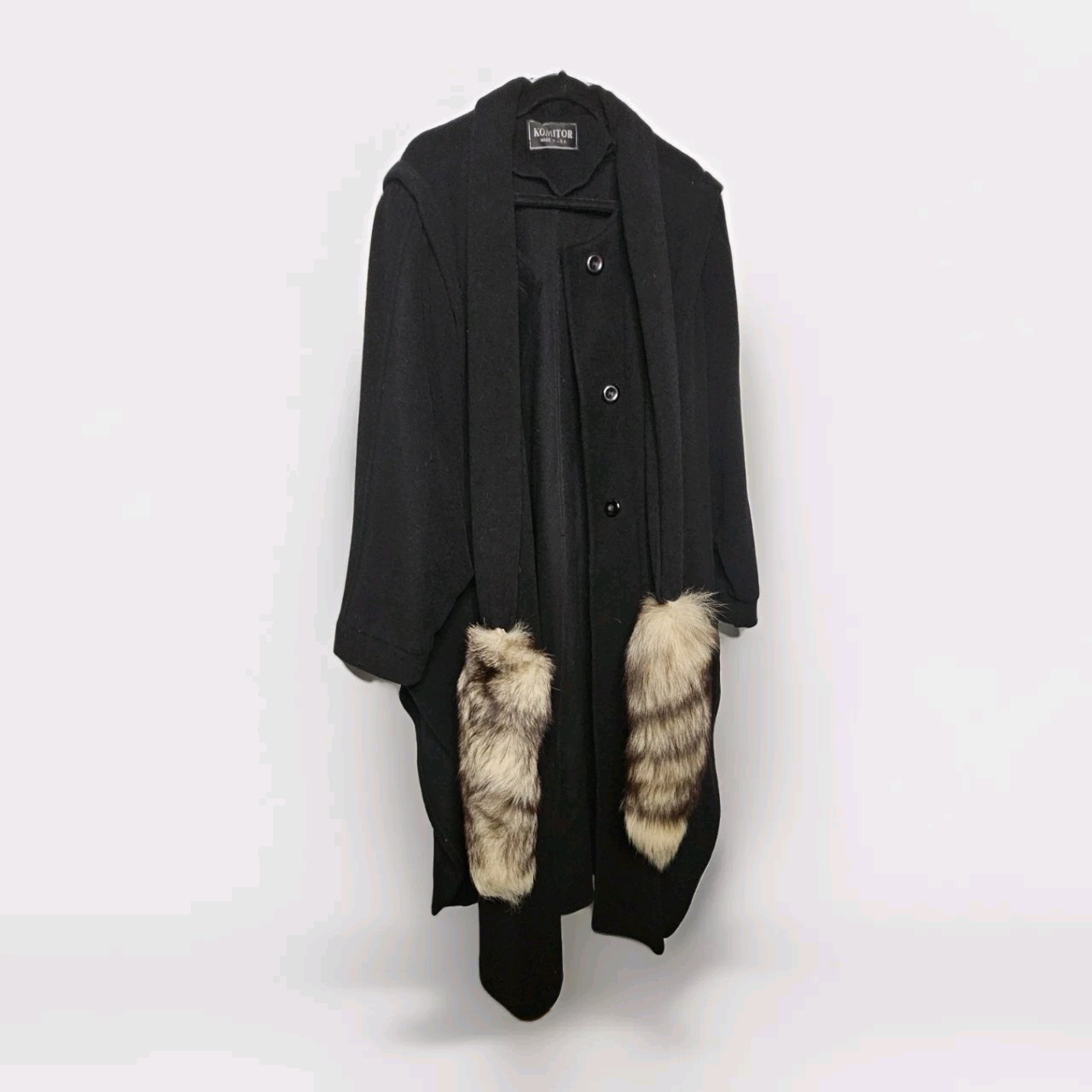 Vintage Komitor Wool Blend Cape Black