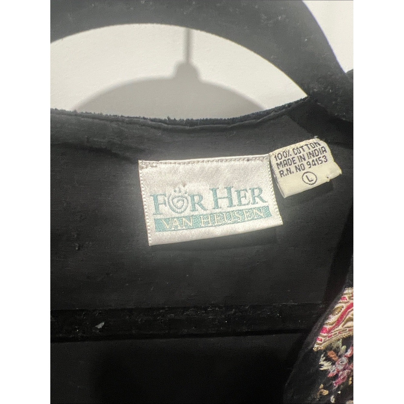 Vintage Van Heusen 100% Cotton Black Embroidered Button-Front Vest Size Large