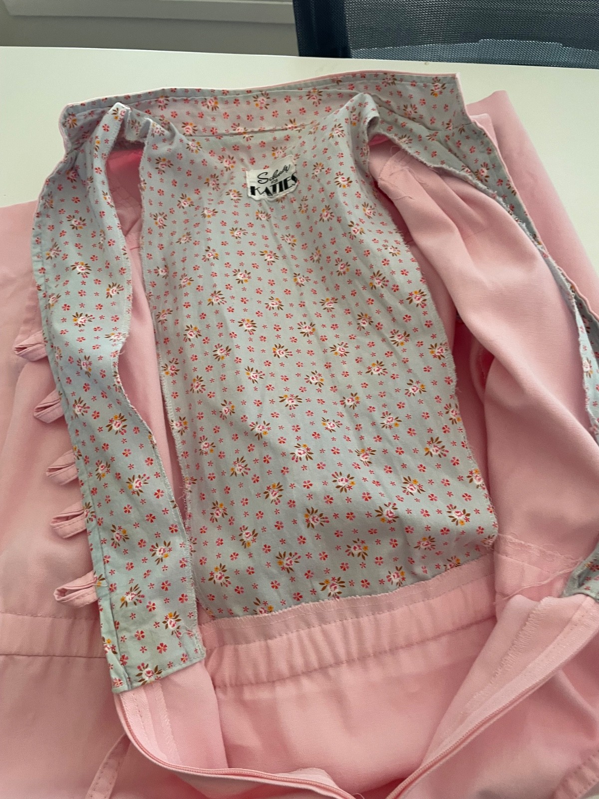 Scharade for Katies Dress VINTAGE Size 12 / 14 Pink Drawstring Buttons Zip F&F
