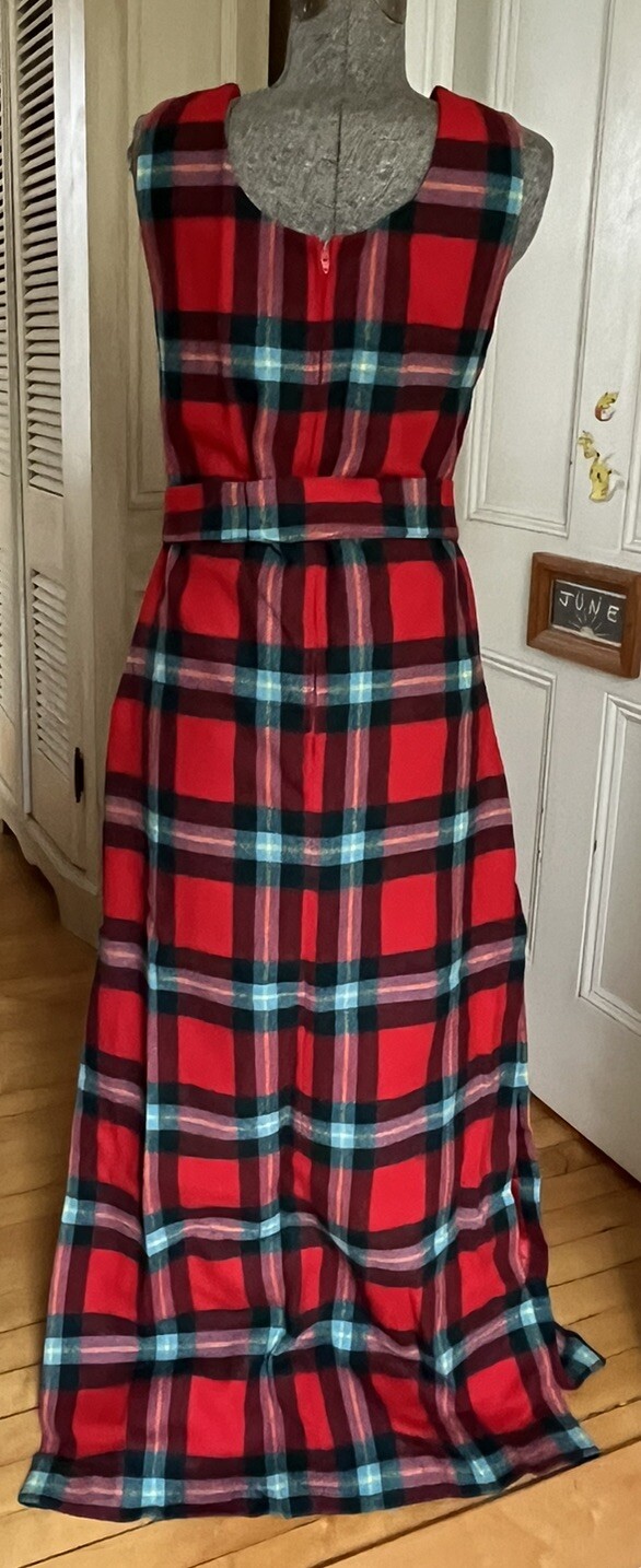 Vintage Agile Florence Walsh Wool Long Maxi Side Slits Belted Dress Sz 14