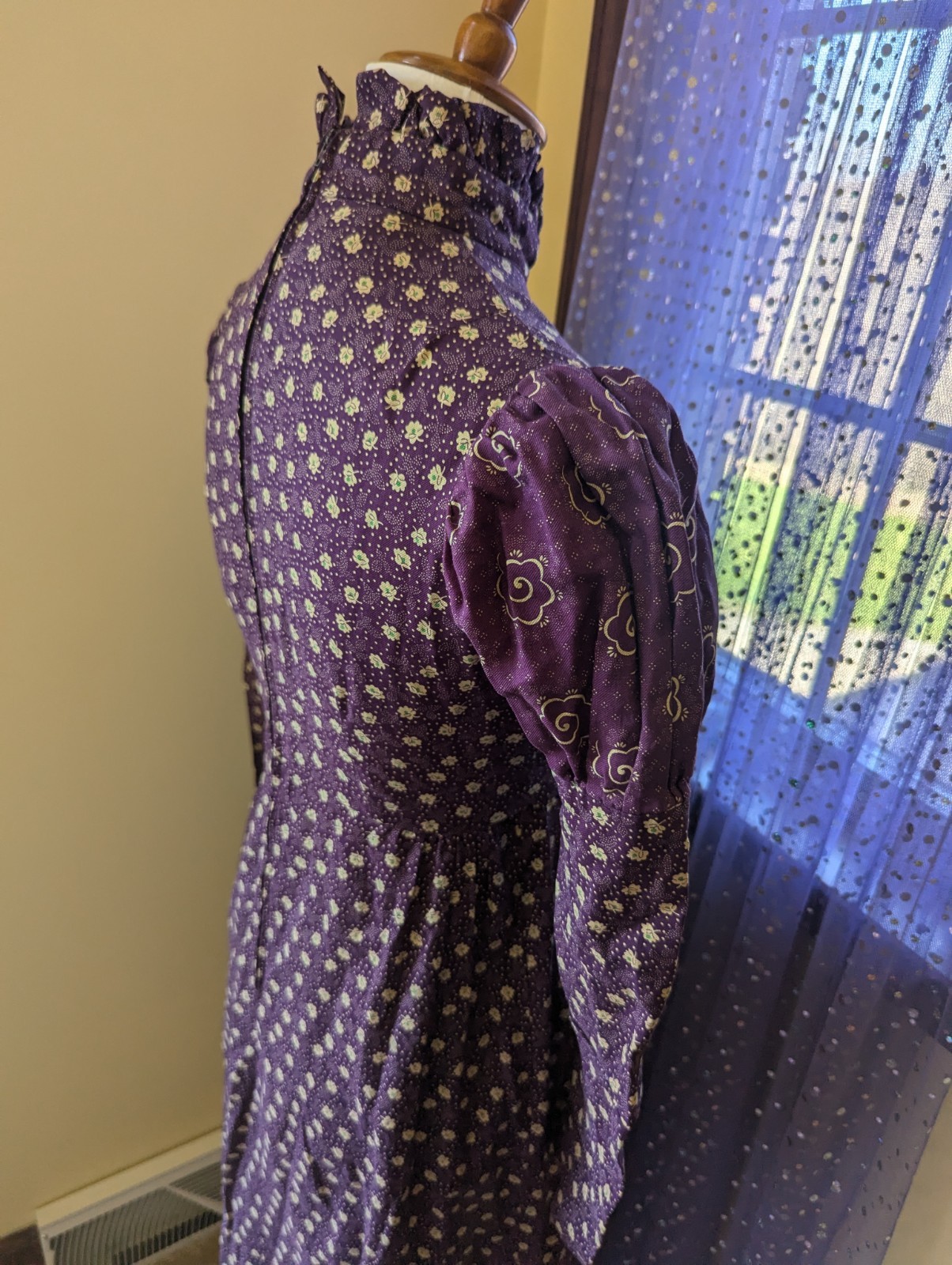Vintage 70’s Young Edwardian By Arpeja Plum Purple Puff Juliet Sleeves Dress XS