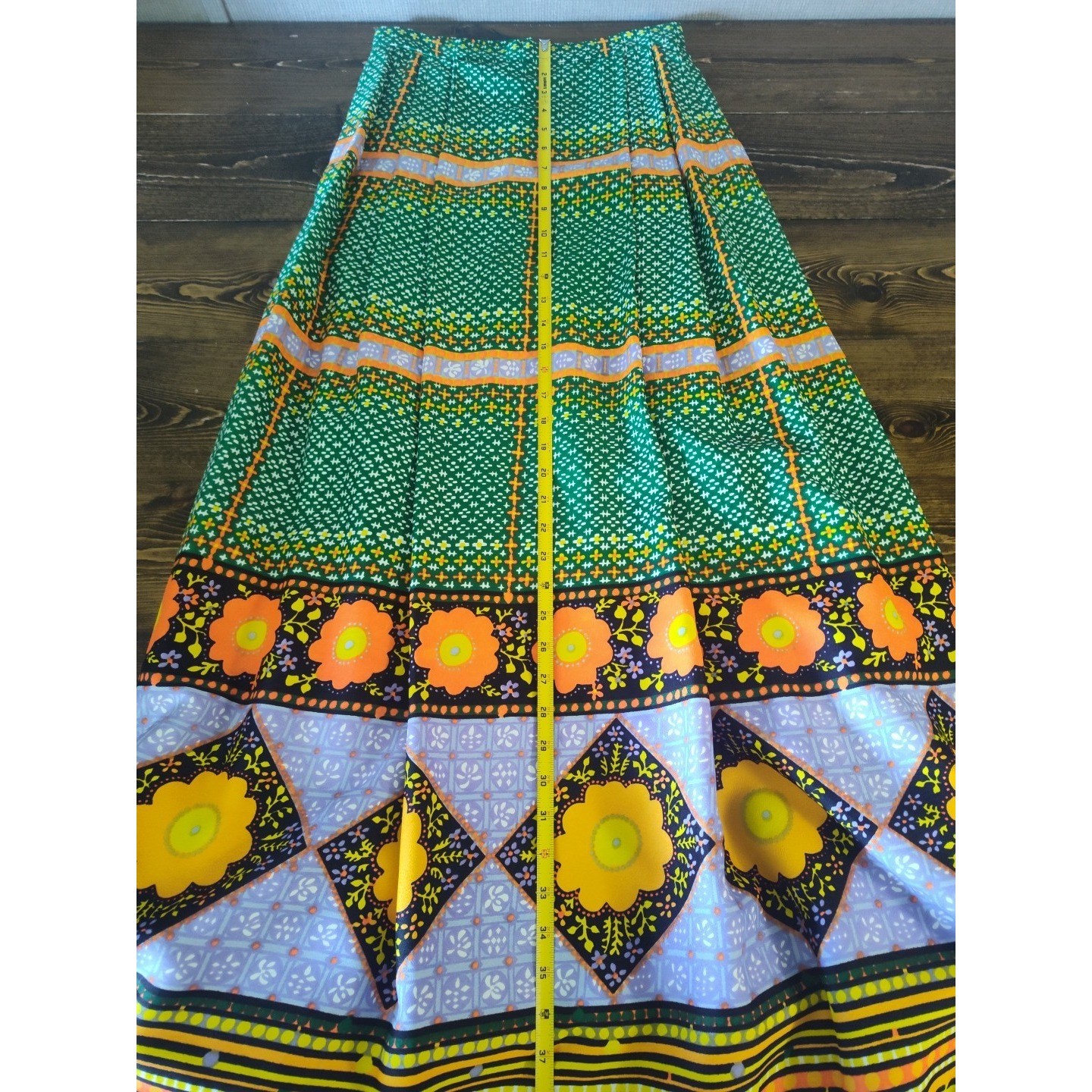 Malbe Originals Vintage Maxi Skirt Size 9/10 Colorful Happy Hippie Festival 70s