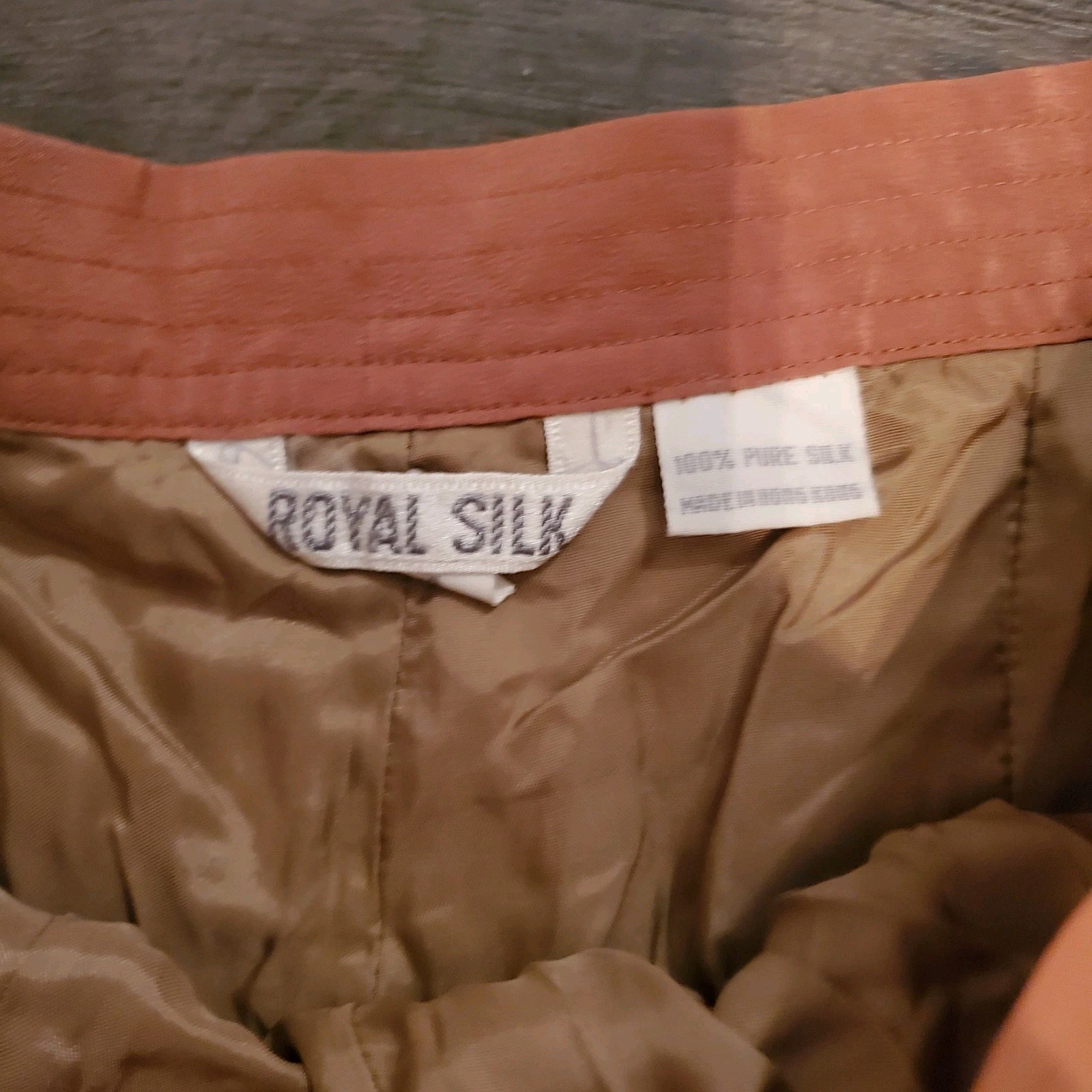 Vintage Royal Silk Brown Silk Pants Womens 4 High Rise Straight Minimalist 1990s