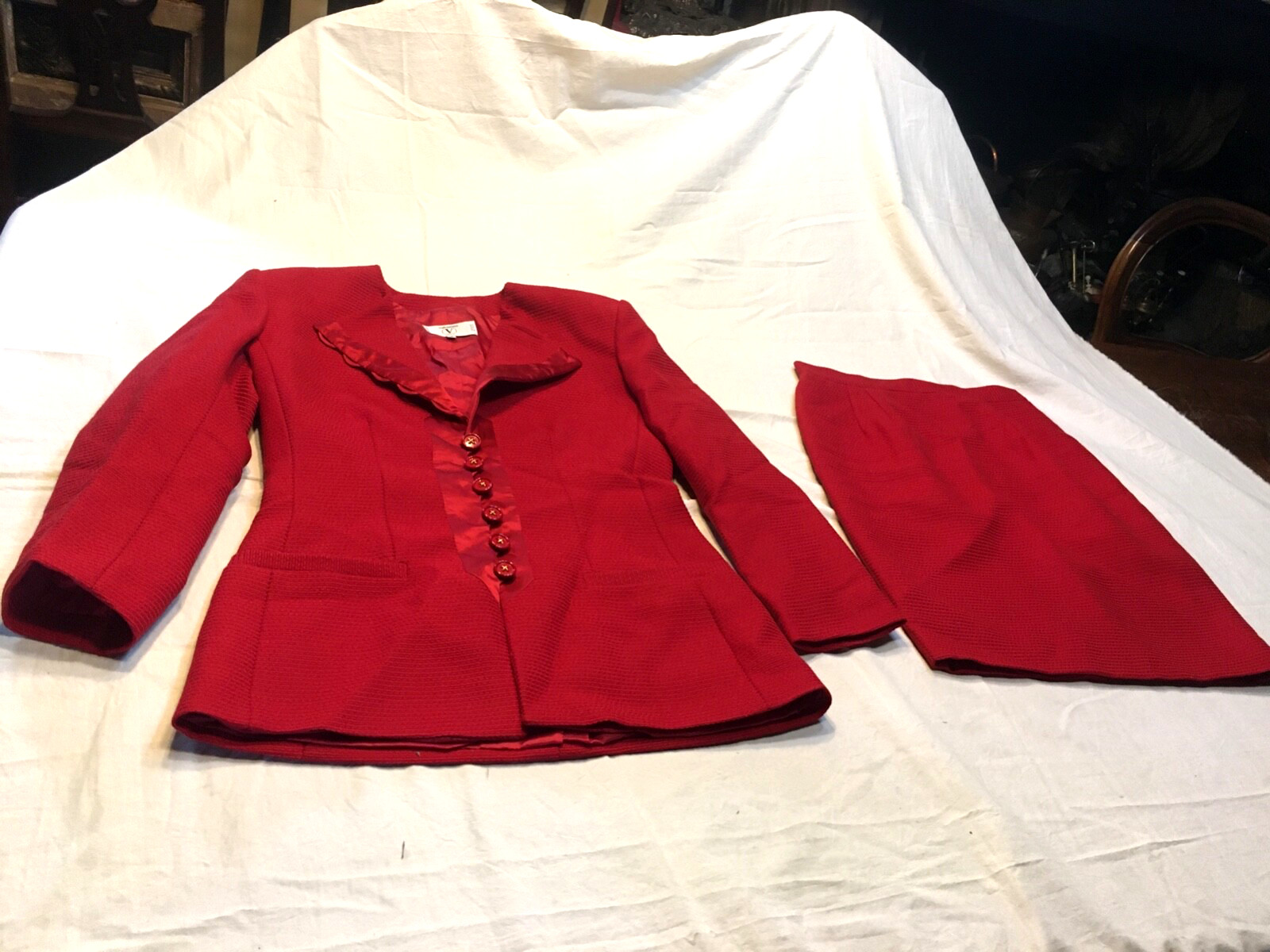 VALENTINO MISS V COM.TO WOMENS VINTAGE WOOL SILK SKIRT JACKET SIZE 42 C. 7546 ITALY