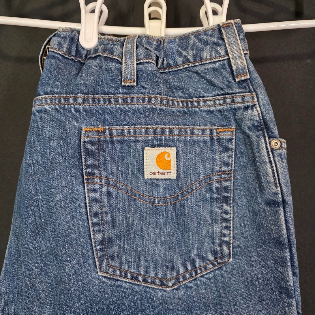 Vintage Carhartt Jeans Womens 16 W32 L31 Blue Denim Flannel Lined Workwear