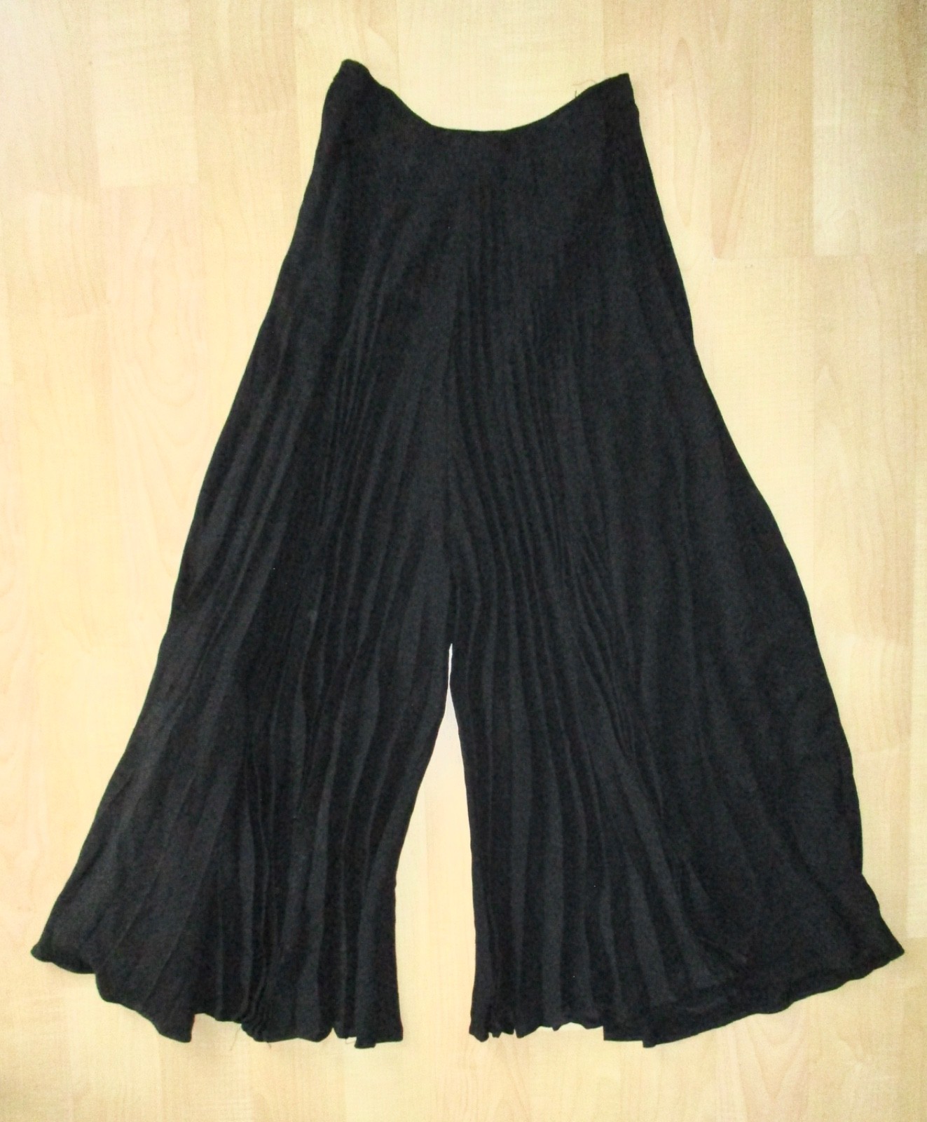 Vtg 50s Jo Hardin black rayon crepe accordion pleat palazzo swing pants 14