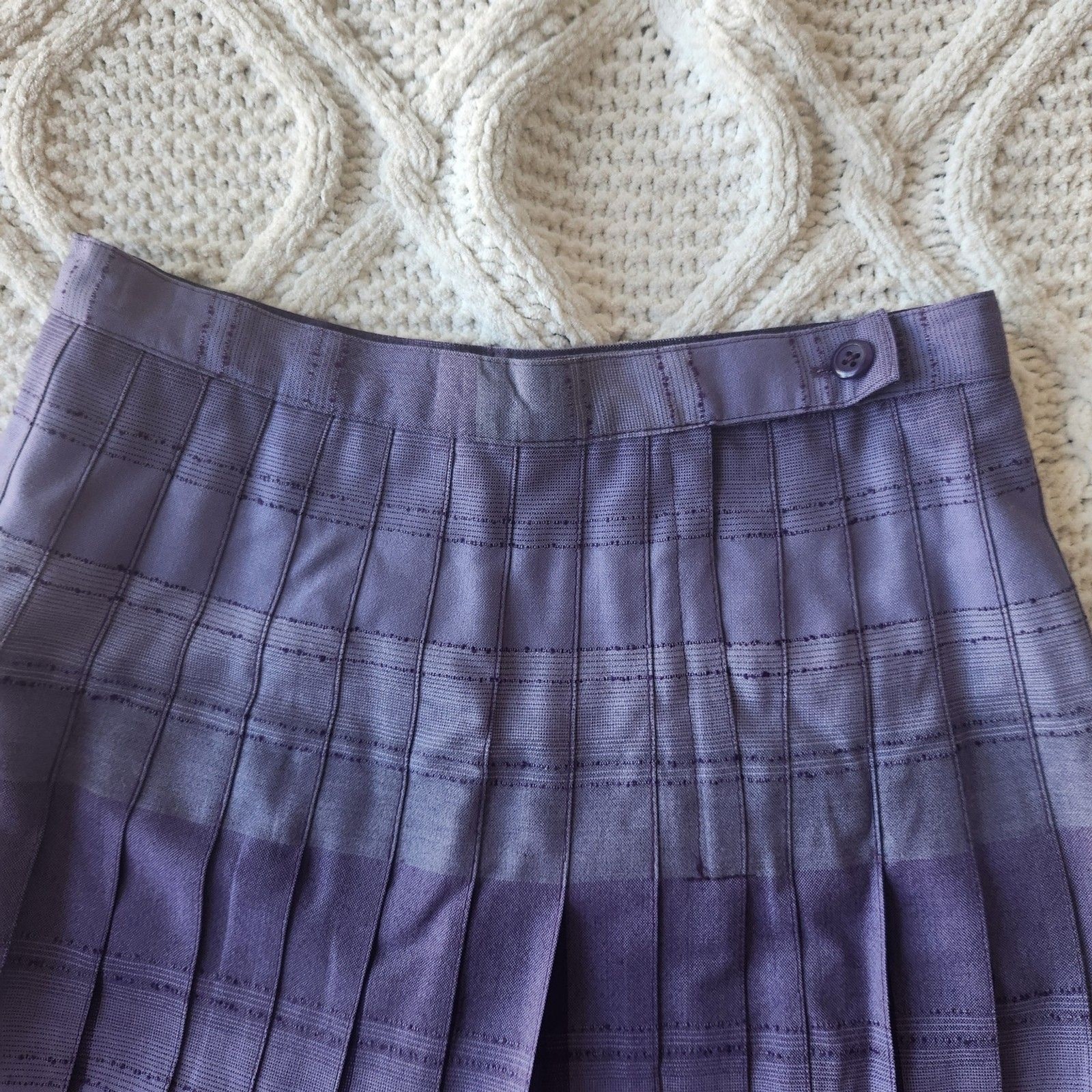 Vintage Pendleton Purple Plaid Pleated 100% Wool Maxi Skirt Size 6 Dark Academia