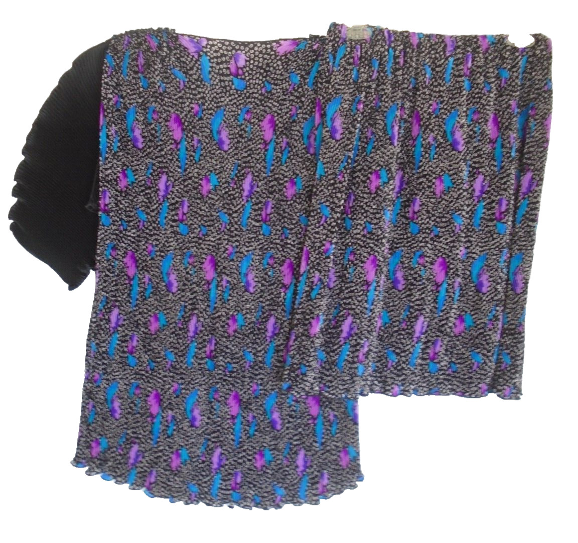 vintage Ellen Hauptli 2 Piece Skirt n Blouse Pleat Weave Set Size M? Multicolor