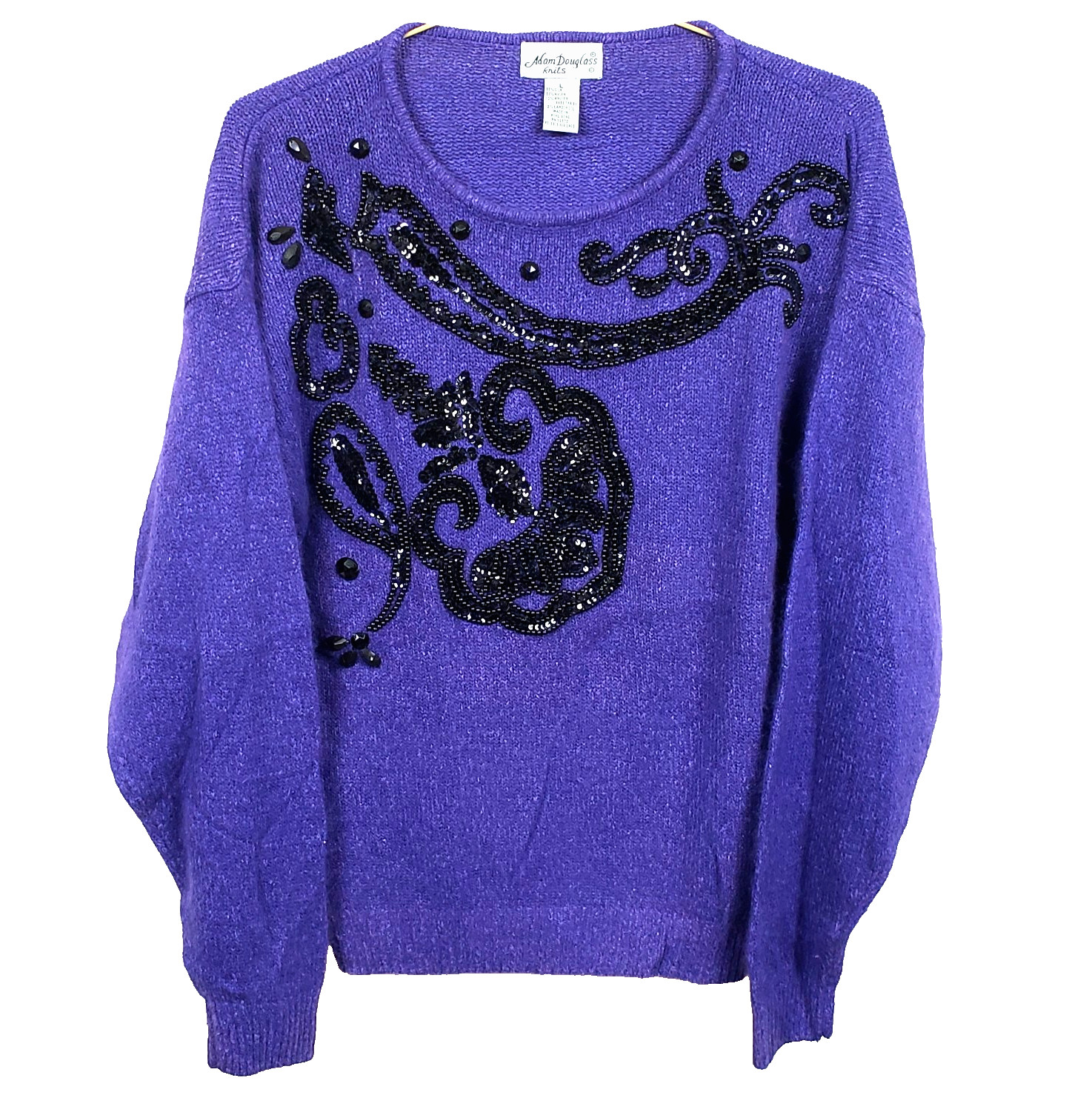 VTG Adam Douglass Knit Angora Blend Sweater Women’s Sz L Silk Lambswool 80s