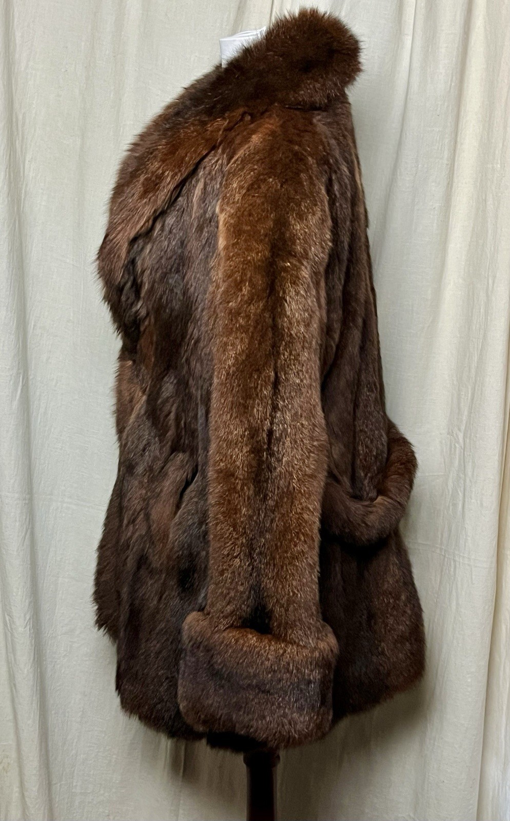 VINTAGE SOFT Reddish Brown NEW ZEALAND OPOSSUM FUR Jacket S/M