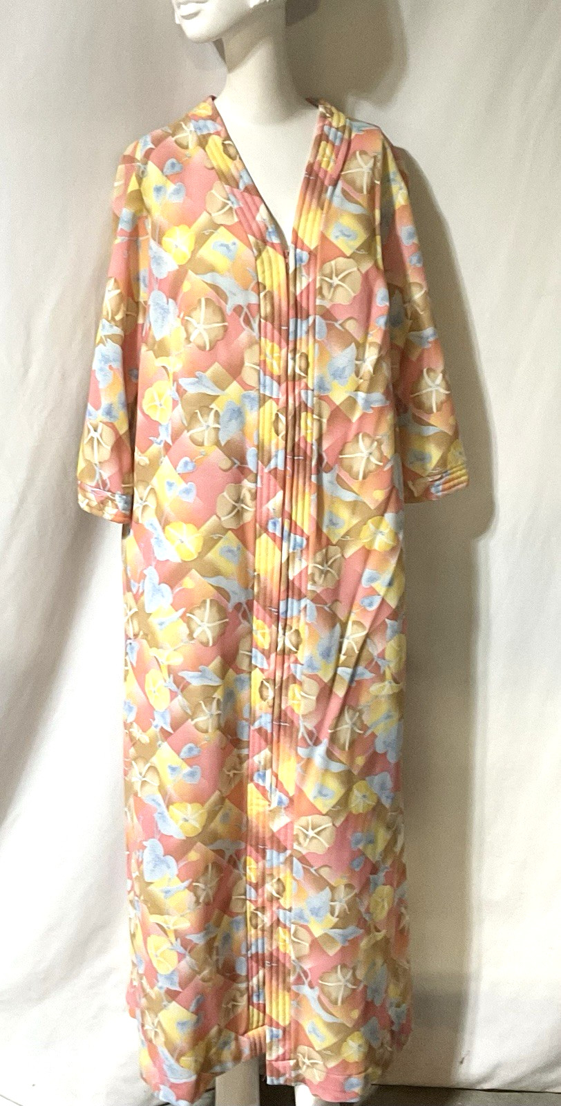 Retro 1980s Sears Take-a-Long House Robe Dress Women XL Multicolor Floral