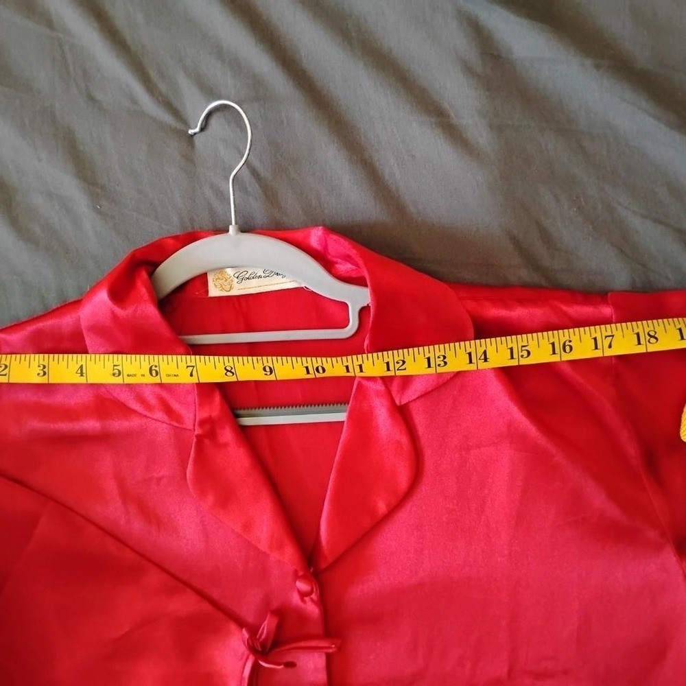 Vintage Golden Dragon Red Satin Nightshirt Sleep Shirt goth indie Lounge Y2K