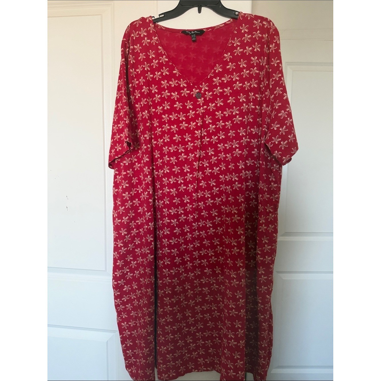 Ulla Popken Red starfish sea ocean dress plus 24/26 short sleeve granny vtg