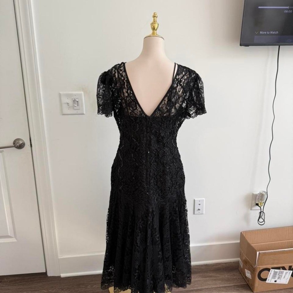 Vintage HW Collections Black Lace Sequin Midi Dress Size 10