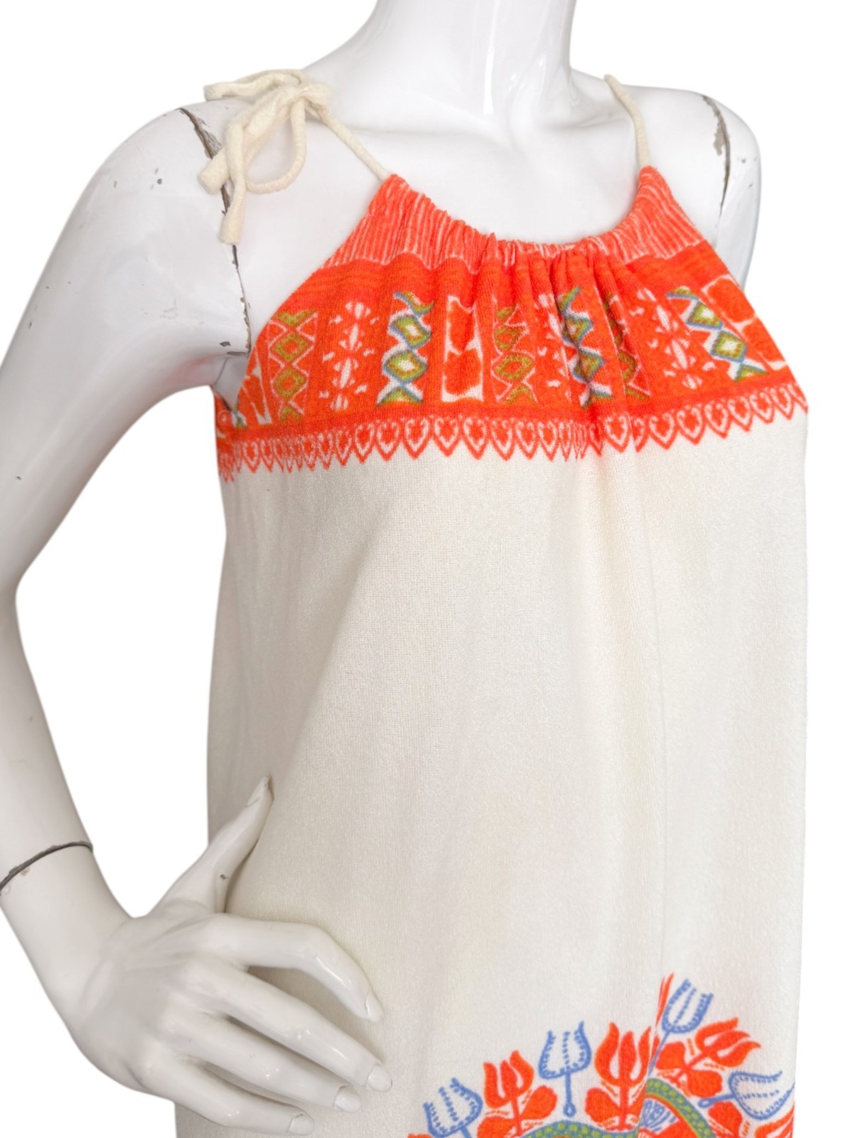 Vintage 70’s Terry Swim Coverup Maxi Dress Psychedelic Medallion Hawaiian Beach