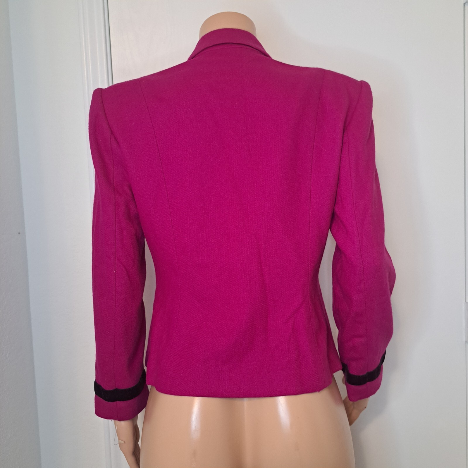 VTG Lucia Petites Hot Pink 90s Magenta Blazer Business Barbiecore Wool Sz 8 USA