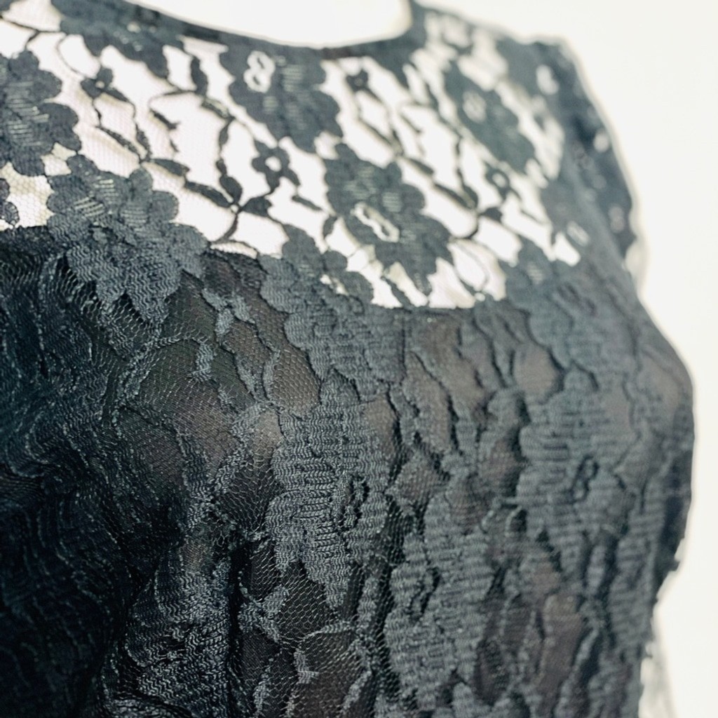 Wednesday Dresses Collections / Beene Black Lace Dress with ruffles