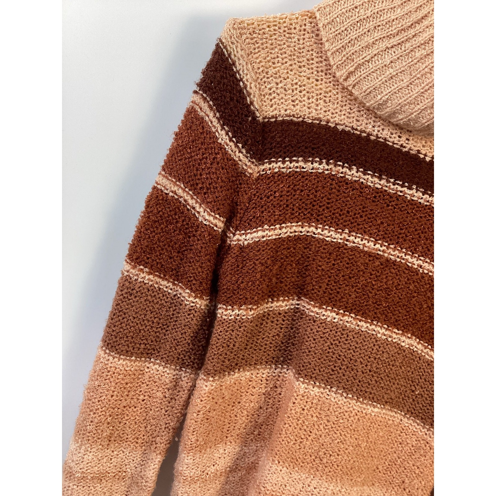 Vintage 70’s 80’s Women’s Girls Sweater Currants Cowl Neck Small Brown Stripes