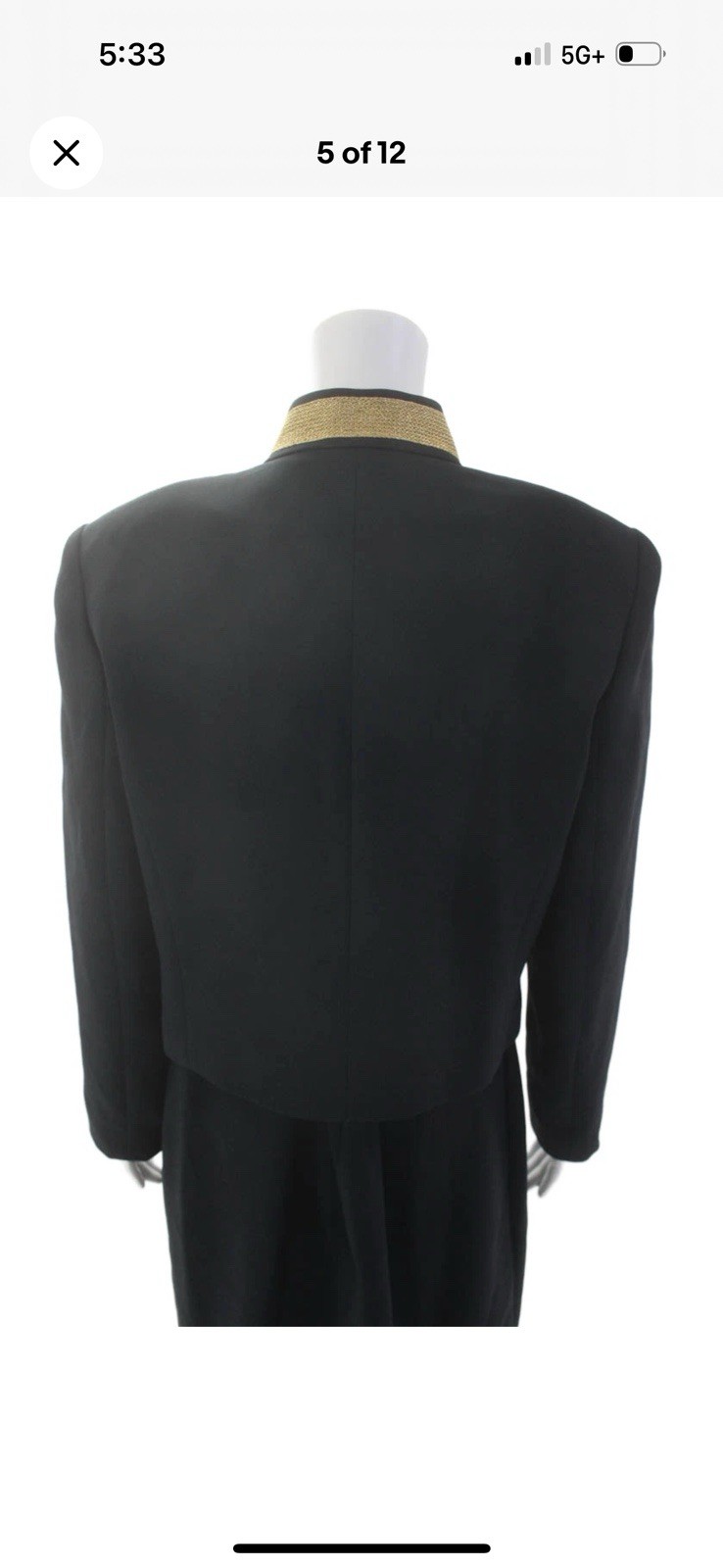 Vintage 80’s Florine Wachter Power Suit Black Gold Power Suit Skirt Set US 12