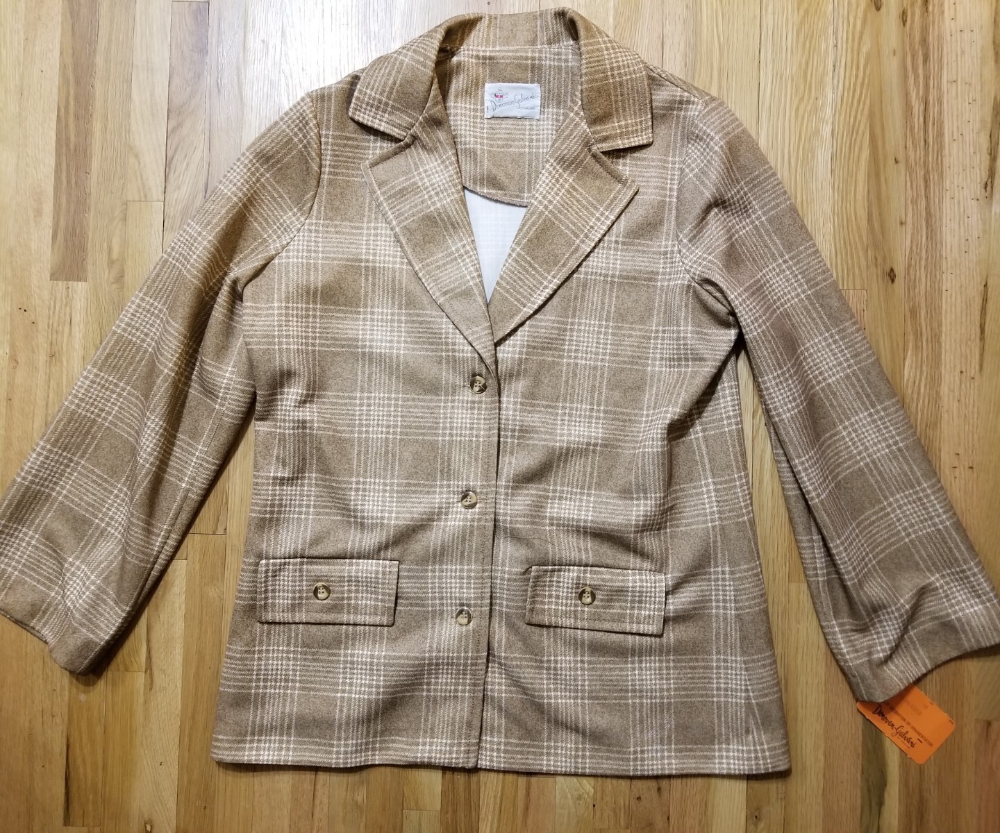 NOS Vintage 1970 Donovan Galvani Pant Suit Size 18 Womens 3 Pc Plaid Double Knit