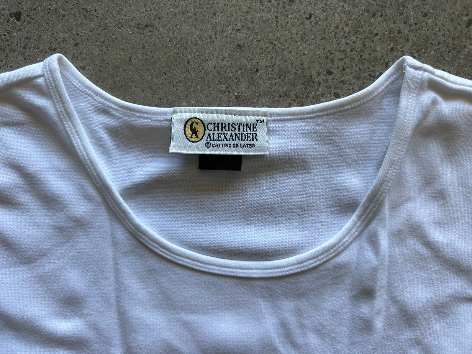 Vintage 1990s Christine Alexander White Scoop Neck Cotton Blend Top Size L