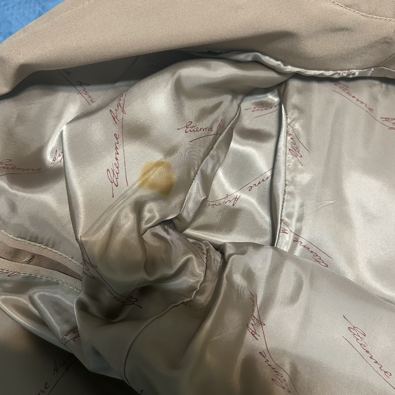 Etienne Aigner 80s Bomber Jacket Windbreaker Tan Brown Trim Zip with Icon Pin 10