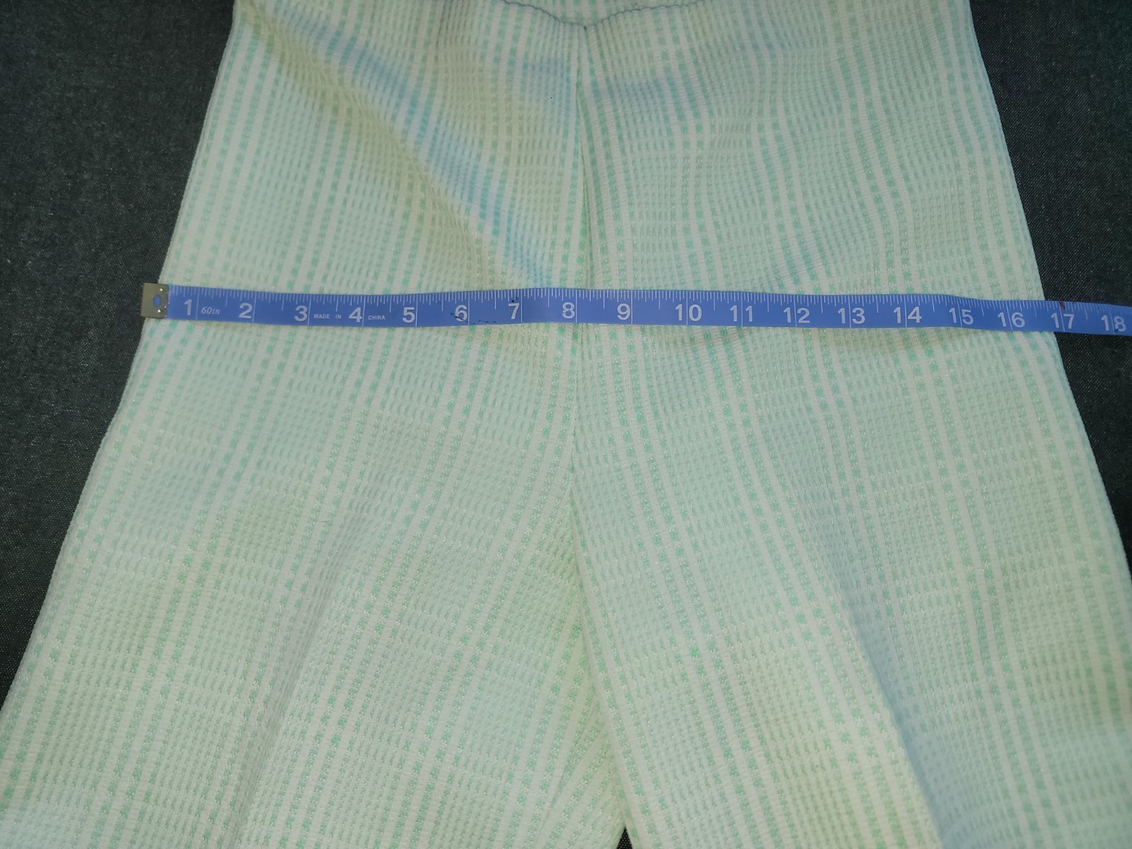 Vintage 60s 70s Straight Leg Slacks Pants Disco Wide Green White Plaid XS/S