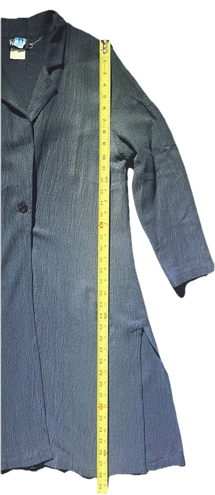 VTG Wild Rose Dark Blue Single Button Duster Cardigan Womens Sz 6 Minimal Art