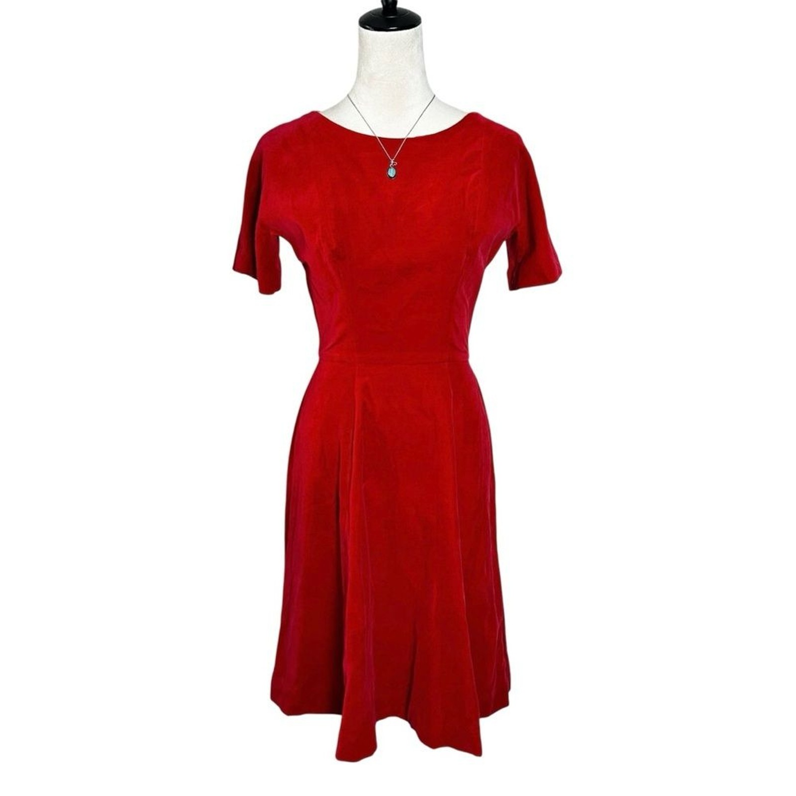 Vintage 1950’s Lanz Originals Red Velvet Dress S | Retro 50s Modest Traditional